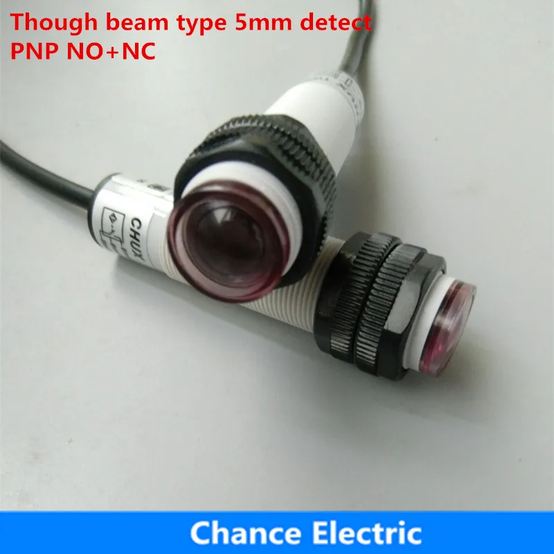 

Photoelectric Sensor M18 plastic body E18-3C5PC NO+NC 5mm detect distance Switch Though Beam PNP