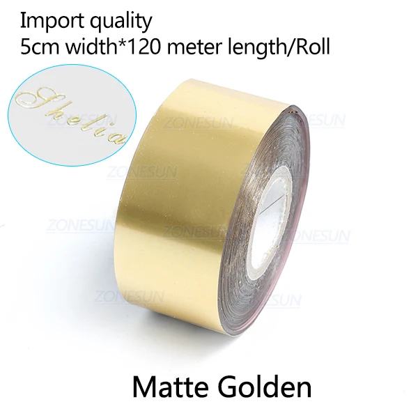 ZONESUN 5 см золото серебро фольги рулоны кожа бумага горячего тиснения фольги теплопередача анодированная позолоченная бумага - Цвет: matte gold