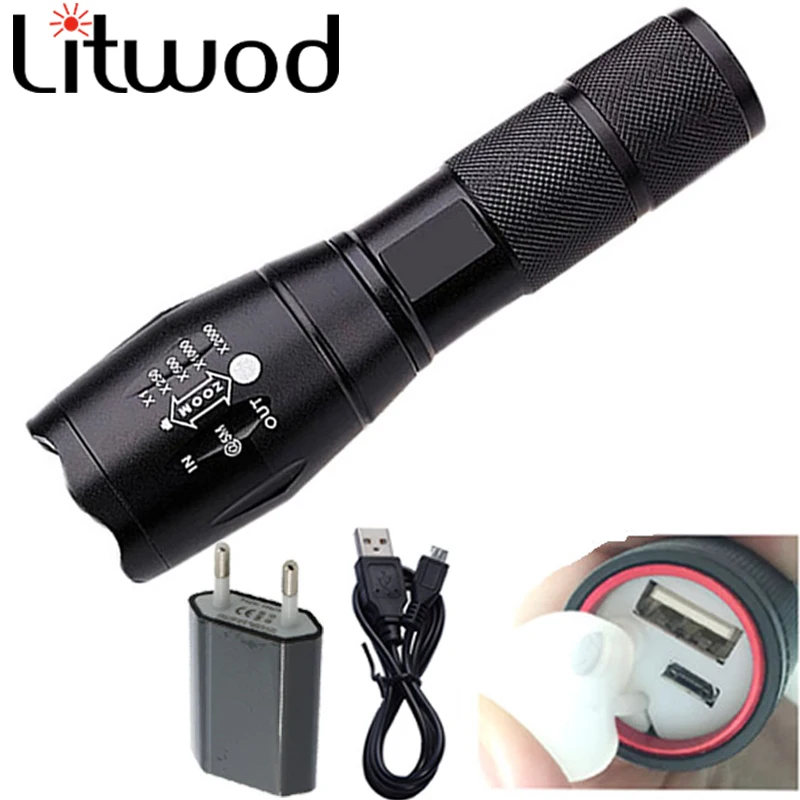 

Litwod Z20 Cree XML L2 T6 8000LM led Flashlight Torch Zoomable Powerful Rechargeable flashlight USB Charger Lamp camping Light