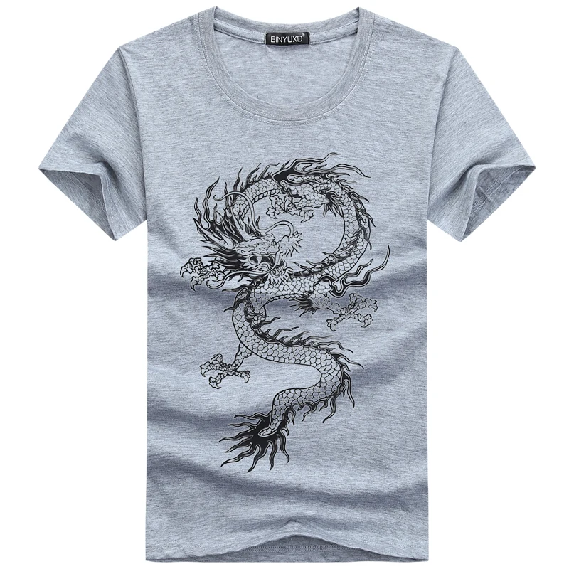 

Best selling 2019 new summer fashion cotton T-shirt men's T-shirt printing Chinese dragon male O-neck casual T-shirt men