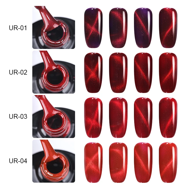 UR SUGAR 3D Flame Fire Red Cat Eye Gel Nail Polish Soak Off Magnetic Gel Varnish Glitter Gel Nail Art Magnet Lacquer UV LED Lamp