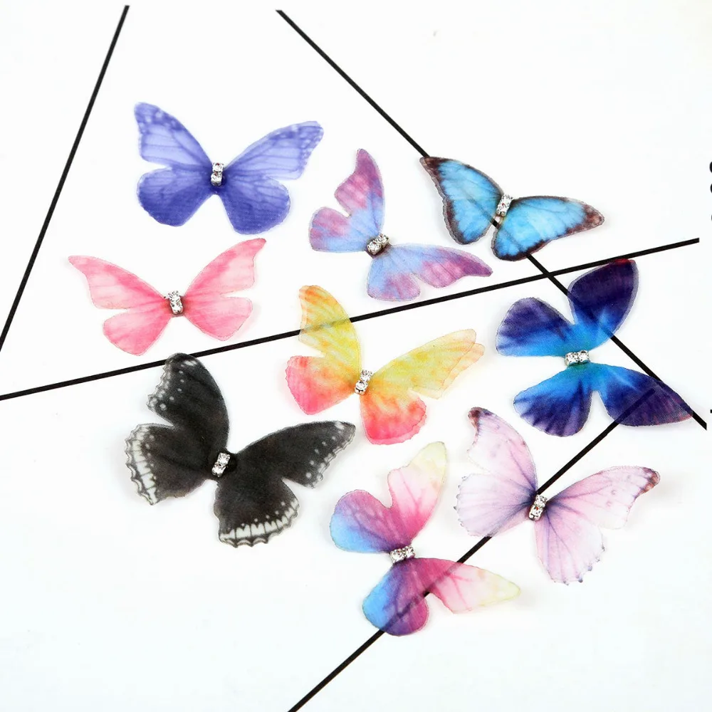 

Hot Fashion 2Pcs 4cm Creative Butterfly Wing Charms For Earring Findings Necklace Hair Clip DIY Jewlery Making