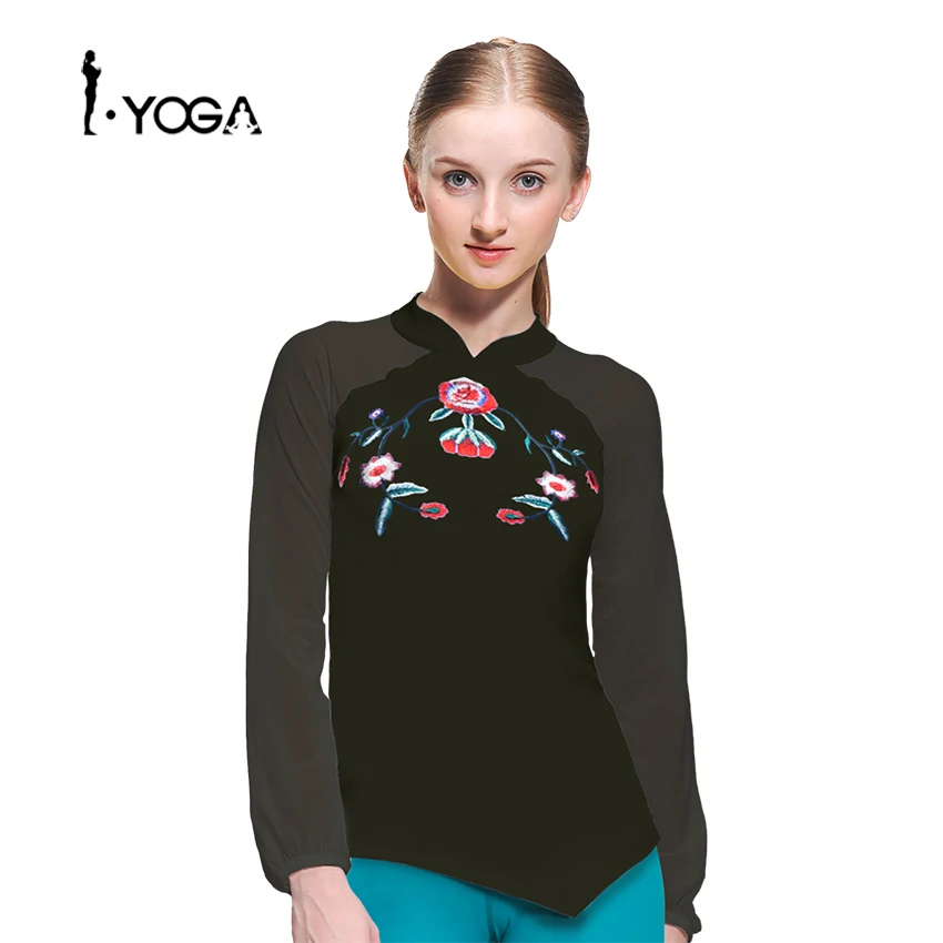 Fitness Sports Yoga Clothing Women Chinese Style Tops Blouse Vintage