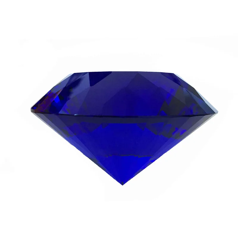 

Dark Blue 80mm/100mm/120mm 1pcs Multifaceted Home Decoration Large Cut Crafts Crystal Diamond Paperweight For New Decoration