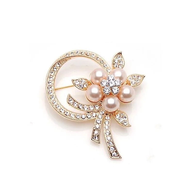 

Fashion Brand Elegant Brooches For Women Flower and Heart Design Rhinestone with pearl brooch pins luxury jewelry #JO008