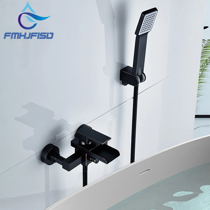 Смеситель для ванны Водопад кран черный из АБС пластика ручной душ|faucet black|faucet