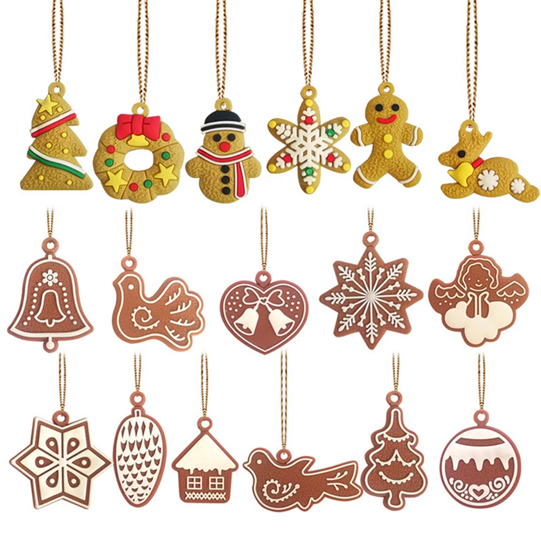 

Christmas Ornaments 17pcs/6pcs Gingerbread Man Deer Snowman Chirstmas Tree hanging Pendant Decoration Navidad New Year Decor