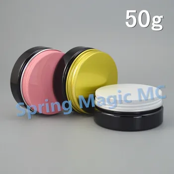 

50ml black PET cream jars with pink/gold/white aluminum lid mask Jar, 50g Empty cosmetic jar, cosmetic packaging,cream bottle