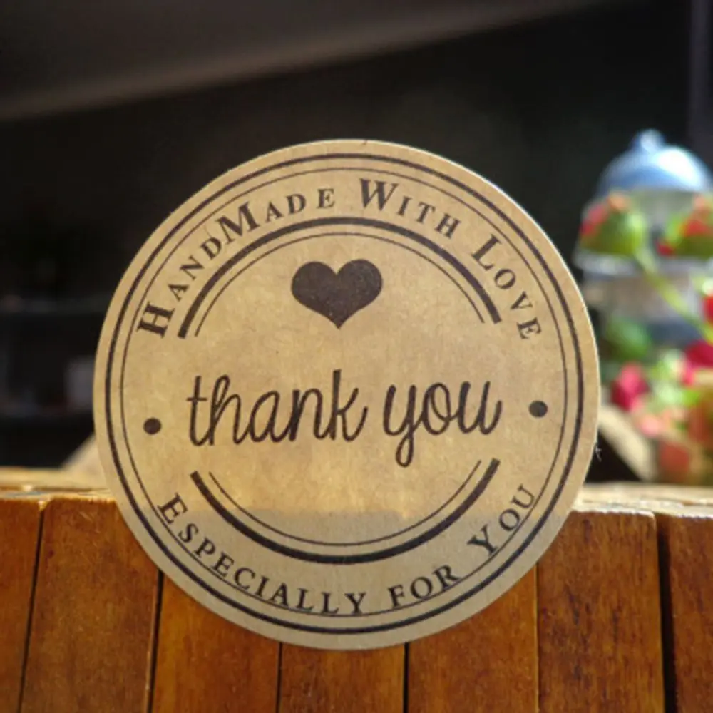

60 Pcs Hot Red Love Thank You Self-adhesive Stickers Gifts Custom Round Labels Paper Bag Kraft Label Thank You Stickers