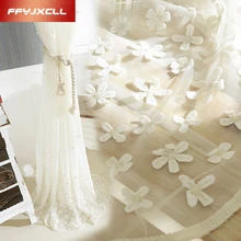 High Quality Korean stereoscopic Embroidered White Tulle Curtains for Living Room Window Curtains Bedroom Sheer Voile Drapes