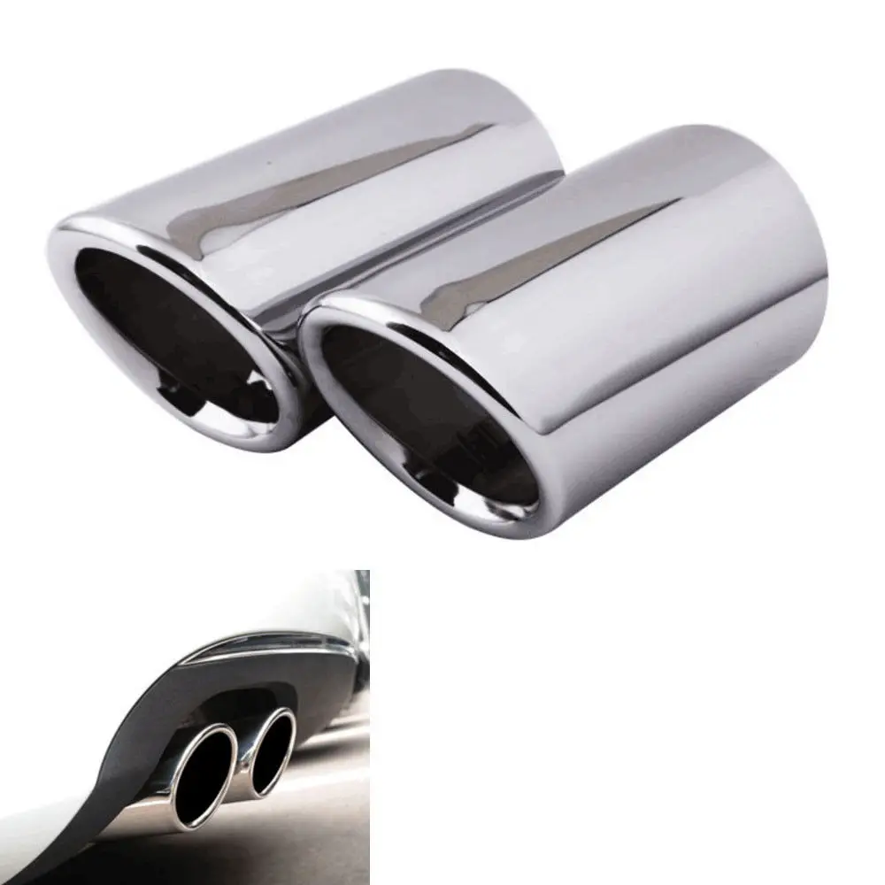 2x Stainless Car Rear Exhaust Tail Pipe Tip Muffler End Trim For Audi