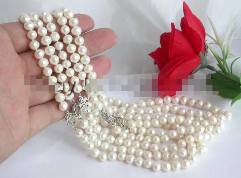 

06327 Wholesale 5 pieces Natural White Pearl Necklace