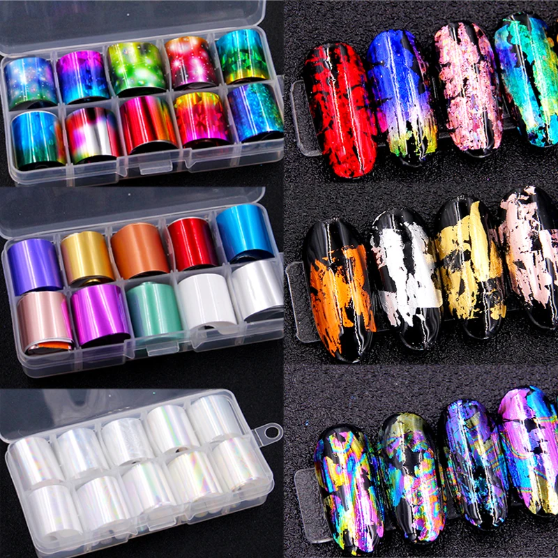 1 рулон/коробка Голографическая фольга для ногтей Набор 2,5*100 см прозрачная AB цветная Алмазная переводная наклейка маникюрные наклейки для ногтей