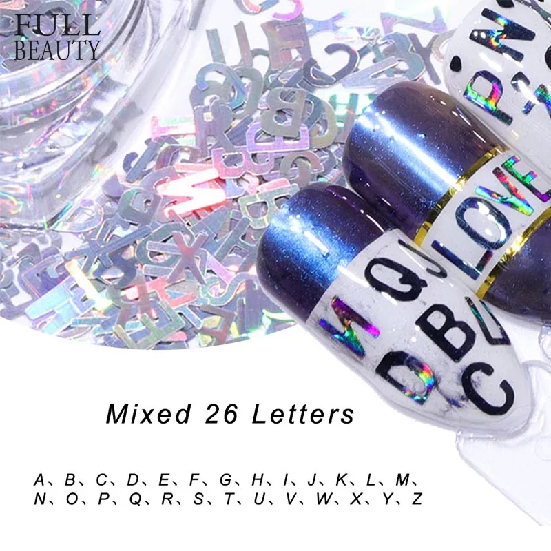 

5 boxes ABC Mixed 26 Letter Laser Sequins for Nail Glitter Holographic 5 Color DIY Paillette Decor Nail Sticker Dust Kits CH655