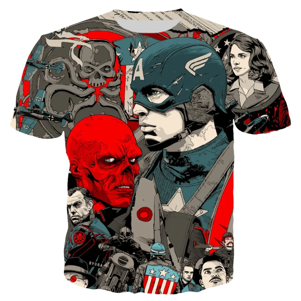 

YX Girl 2019 3d Print Casual Tees Men/Women T-shirt Captain America T-shirts Short Sleeve Tee Tops Dropshipping