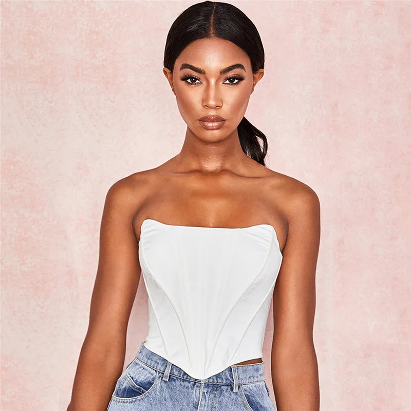

Solid Colored Strapless Summer Slim Vest Tank Top
