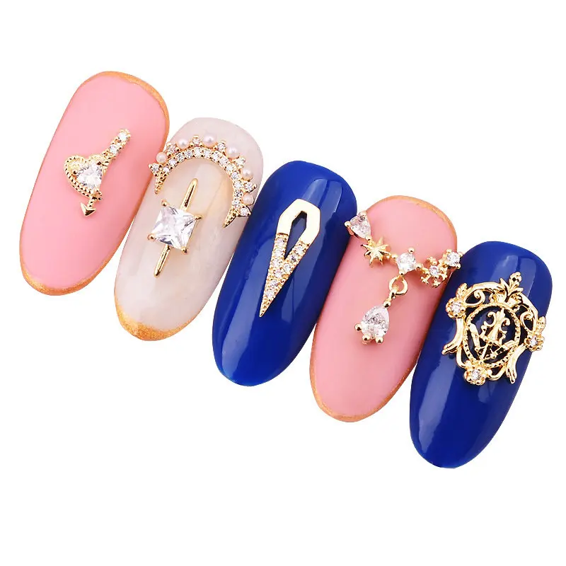 5 шт 3D Металлические циркониевые украшения для дизайна ногтей, японские украшения для ногтей, высокое качество, циркониевые хрустальные маникюрные циркониевые алмазные подвески