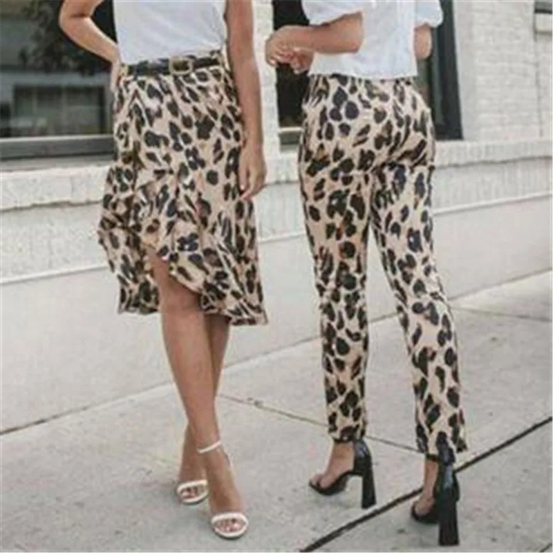 2019 Women Skirt Sexy Leopard Skirts Split High Waist Dovetail Ladies Evening Party Club Animal Print Skirts Female Bottom S-XL