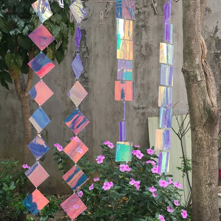 

500pcs 50 * 50 mm tansparent square sequins wedding sequins curtain sequins irredsecent color background present