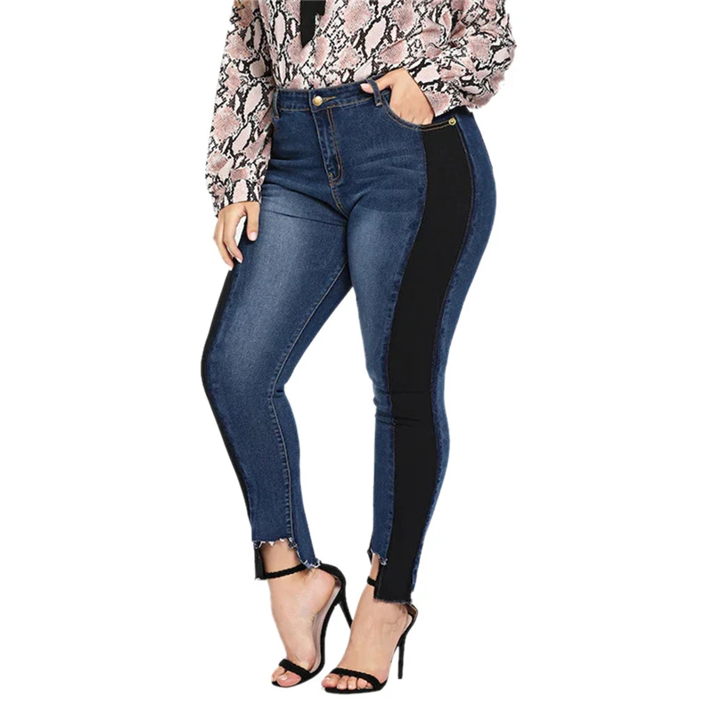 

JAYCOSIN 2019 New Jeans Women's Stretch XL Hit Color Large Size High-elastic Jeans Polyester Pencil Pants Casual Dropship Apr16