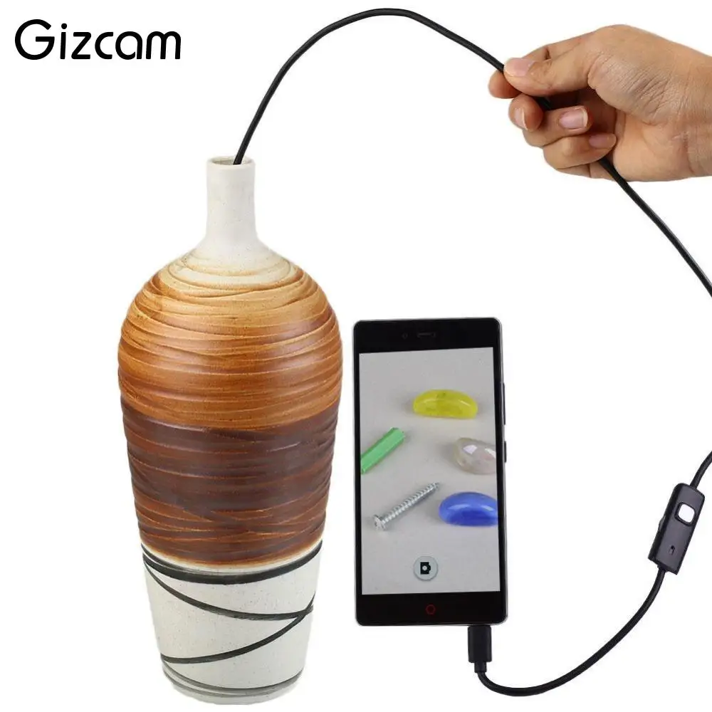 Gizcam 1 м/1 5 м/3 м жесткий кабель 7 мм объектив Android OTG Phone Endoscope IP67 бороскоп
