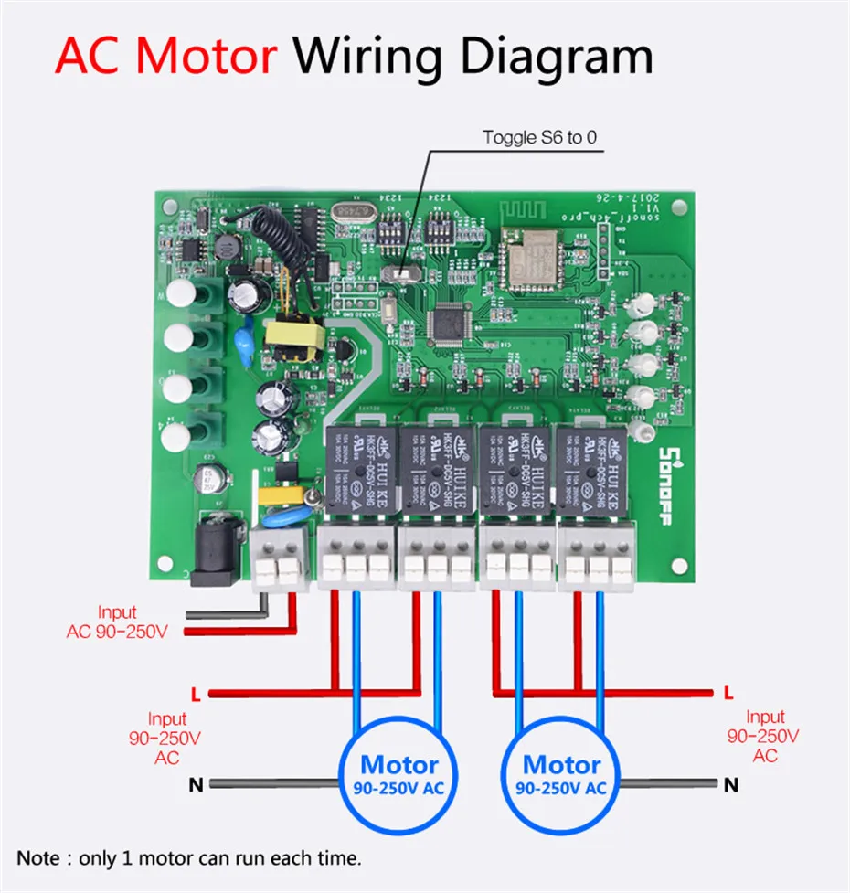 12---Sonoff 4CH Pro R2 Smart Home Wifi Switch 433MHz RF Wifi Light Switch 4 Gang 3 Working Modes Inching Interlock