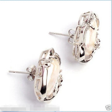 

Free shipping@@@@@ Pretty Natural White Akoya Freshwater Biwa Pearl Crystal Silver Stud Earrings