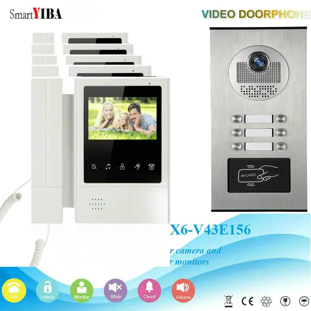 Smartyiba Touch Keypad Rfid Intercom Entry System For 5 Apartment Smartyiba Touch Keypad Rfid Intercom Entry System For 5 Apartment Video Door Security Kits