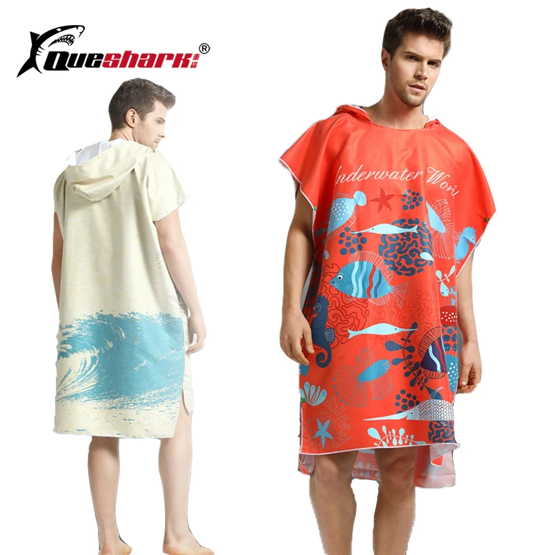 

Printed Swimming Towel Super Absorb Changing Bath Robe Surfing Poncho Towel with Hood One Size Fit All