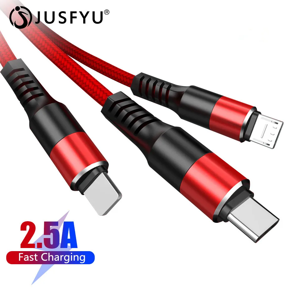 

3 in 1 USB Cable For iPhone 6 Charging Charger Data Cable USB Type C Type-c Cable Micro USB Cable For Samsung Xiaomi Huawei Wire
