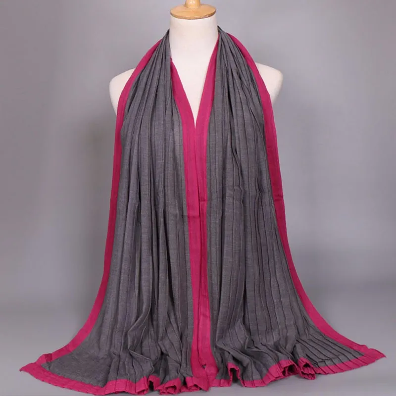 Роскошные дамы Printe дизайн плотная морщин шарф в полоску хиджаб многоцветный долго оголовье шарфы/Платки 12 цветов 10 шт./лот