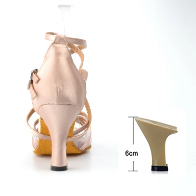 Ladingwu New Brand Satin and Mesh Color Khaki Latin Dance Shoes For Women's High Heel Shoes Ballroom Salsa Party Dance Shoes Khaki 6cm