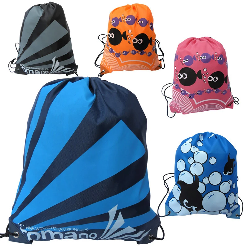 30PCS LOT Women Drawstring Bag Oxford Waterproof Backpack Cute Fish Bag Large Capacity Pouch Travel Backpack