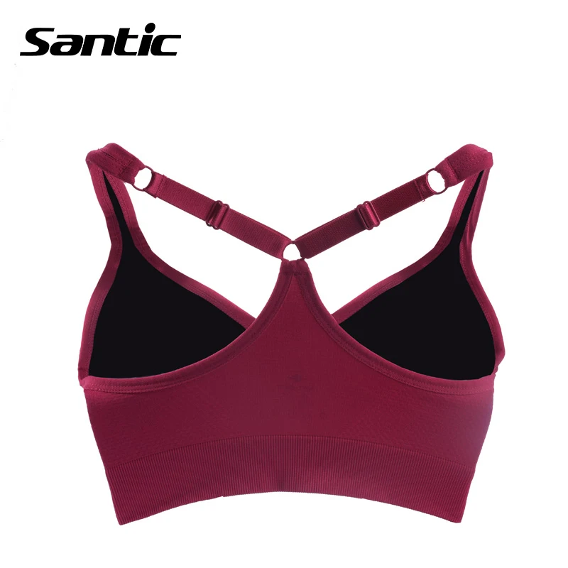 Santic Women Sports Bra Yoga Running Bra Push Up Padded Fitness Sport Crop Top Adjustable Straps Athletic Vest Sport Underwear
