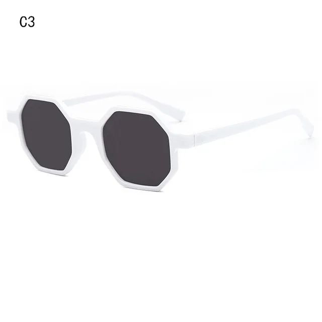 Новинка, классические ретро светоотражающие солнцезащитные очки для женщин, шестигранные солнцезащитные очки, PC оправа, солнцезащитные очки, морской цвет, Oculos De Sol gafas - Цвет линз: C3