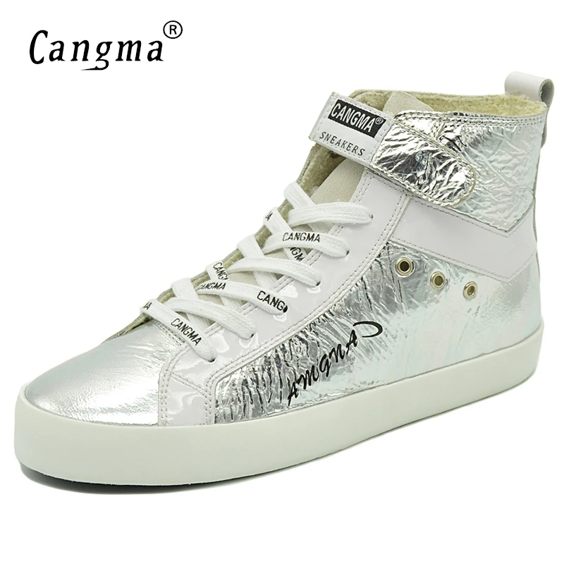 Retro Turnschuhe Leder Lace Echtem Retro Patent retro Frauen Italien Original retro Up Stiefeletten Freizeitschuhe Weibliche Silber no No Mädchen Stiefel Schuhe Für Cangma p17vxnqI