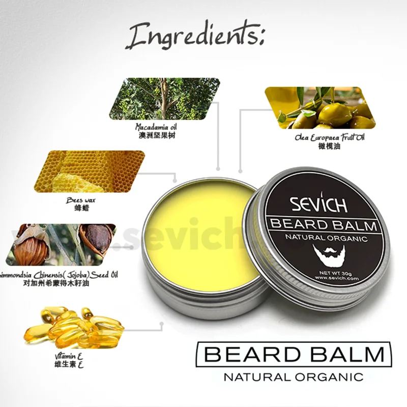 

Sevich Men Beard Oil Balm Moustache Wax for styling Beeswax Moisturizing Smoothing Gentlemen Beard Care free shipping