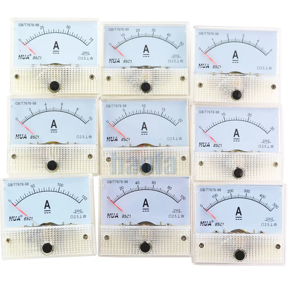 

DC Analog Current Meter Panel 1A 2A 3A 5A 10A 20A 30A AMP Gauge Current Mechanical Ammeters 85C1