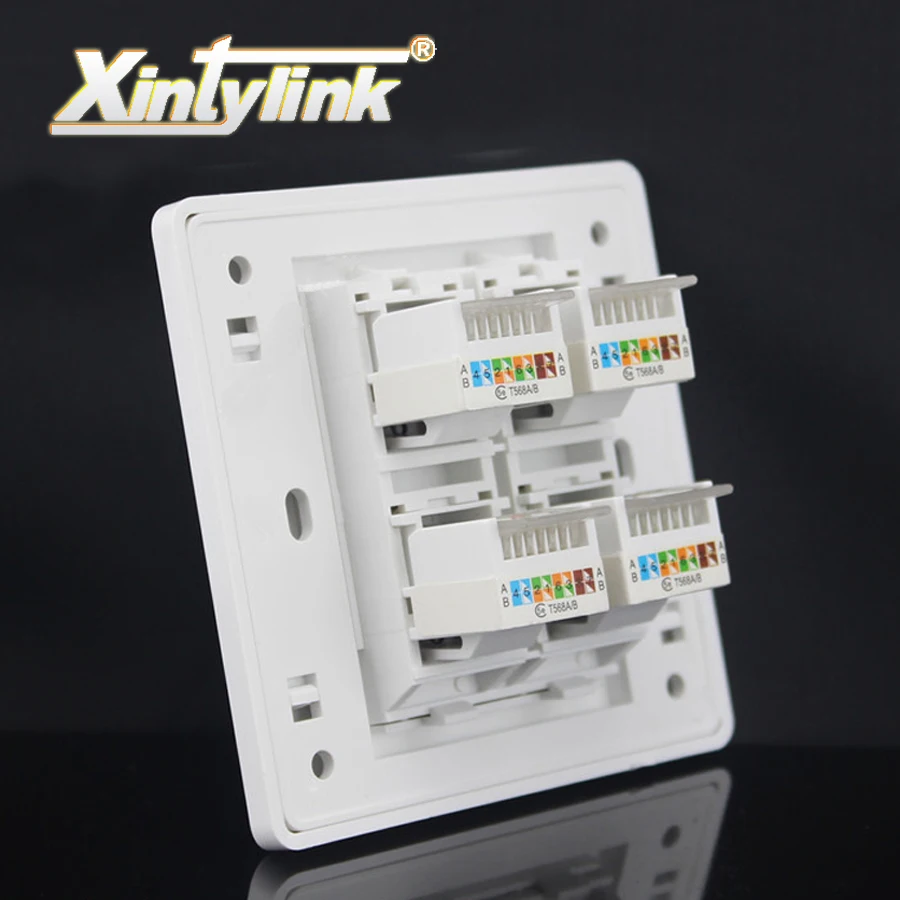 Модульная розетка xintylink rj45 4 порта cat5e cat6 Белая настенная панель из поликарбоната