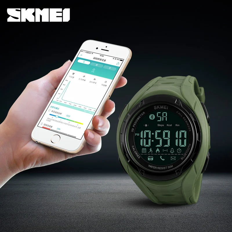 

SKMEI 1316 Man Digital Smart Watch Pedometer Calories Camera Bluetooth Multifunction Wristwatches 5Bar Waterproof Fashion Clock