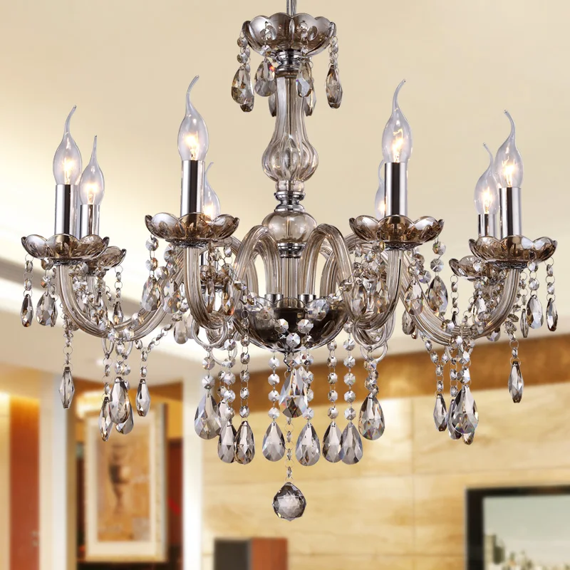 Modern Cognac Crystal Chandeliers Lighting Glass Hanging Light