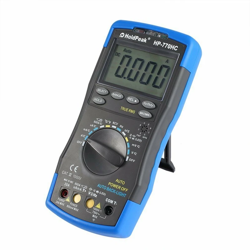 Holdpeak Hp-770Hc True Rms Auto Ranging Digital Multimeter With Ncv Feature And Temperature/Frequency/Duty Cycle Test