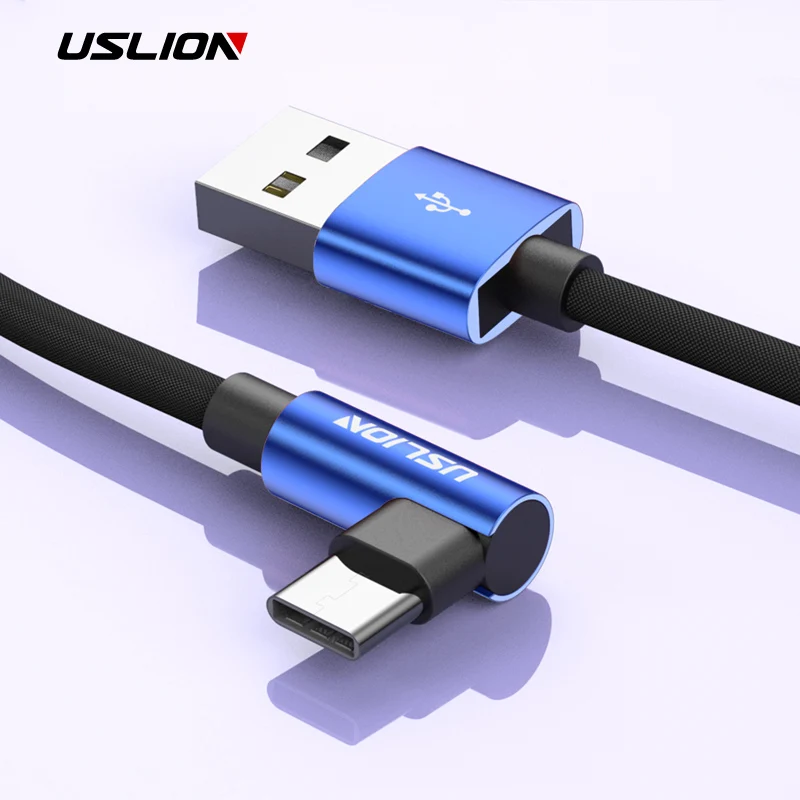 

USLION 90 Degree Type-C USB C Cable L Shape Fast Charging Data Cord Charger For Samsung S8 S9 Plus Xiaomi mi5 mi6 Huawei P10 P9