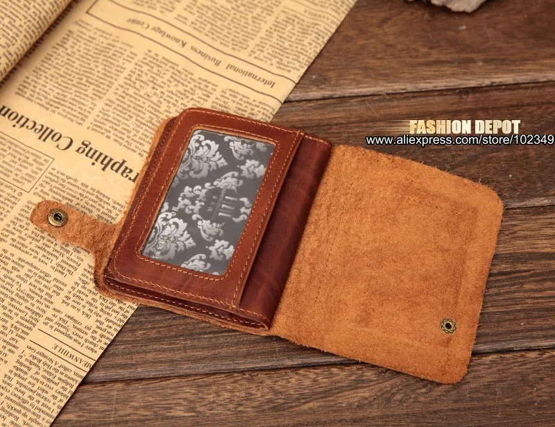 Vintage old designer Cow skin Leather wallet leather Purse  (7)