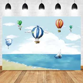 

Neoback Hot Air Balloon Theme Backdrop Baby Shower Photography Backdrops Newborn Baby Birthday Background Photography