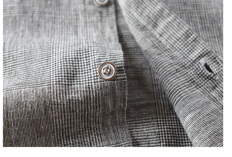 Новое поступление мужская хлопковая и льняная рубашка с длинными рукавами Свободная однотонная серая рубашка мужская брендовая Италия