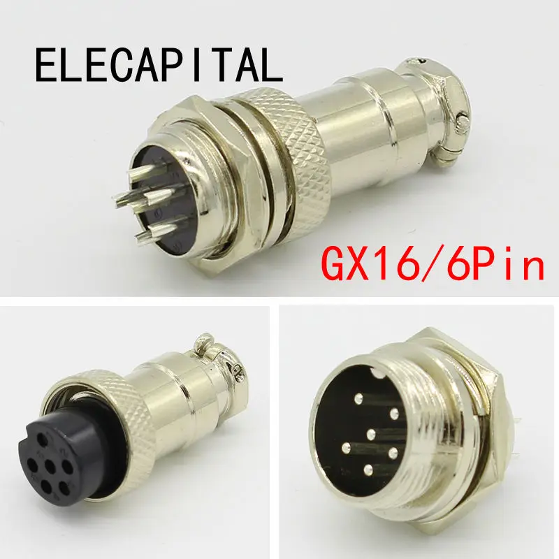 1set GX16 6 Pin Male & Female Diameter 16mm Wire Panel Connector L74 GX16 Circular Connector