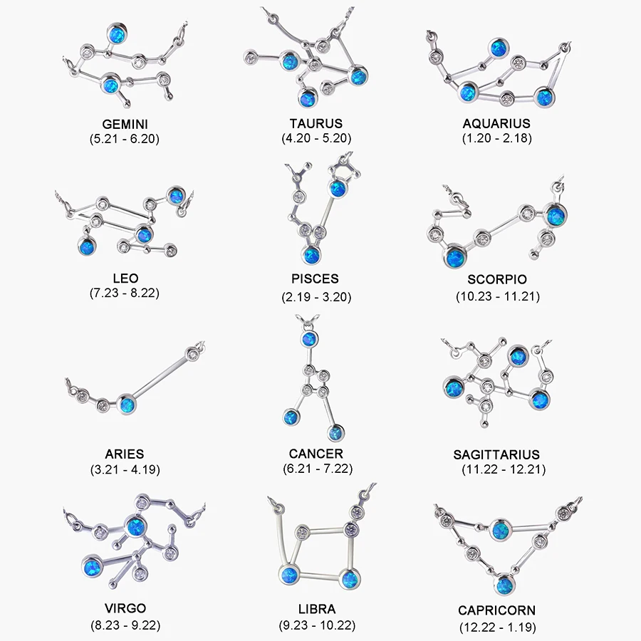 925 пробы, Серебряный кулон «гороскоп», ожерелье, опал, камень по месяцу рождения, 12 Созвездие, астрология, ювелирные изделия, подарок на день рождения для женщин