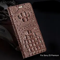 Wangcangli Натуральная кожа флип чехол для телефона крокодил назад текстуры для Sony Z5 Premium все-ручной работы чехол для телефона