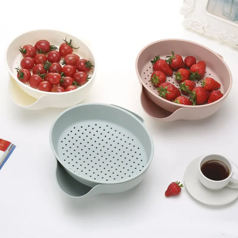 

Minch Snack Plate Fruit Drain Plates Colander Double Layer Snacks Holder Multifunctional Plastic Nuts Bowl Food Storage Tray